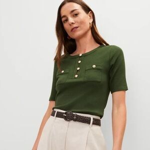 Ann Taylor Cypress Green Henley Top